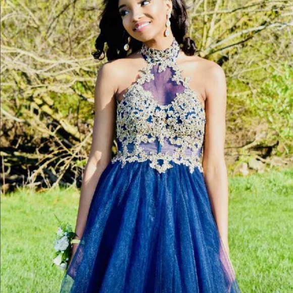 Alex Sophiam Dresses Navy Blue And Gold Dress Poshmark